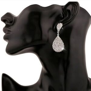 Rhinestone Diamond Chandelier Silver Drop Earrings Bridal Wedding New